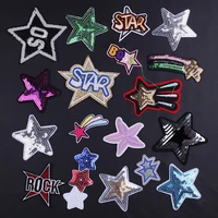 sequins letters star embroidered patches for clothing thermoadhesive badges patch thermal stickers for fabric clothes appliques