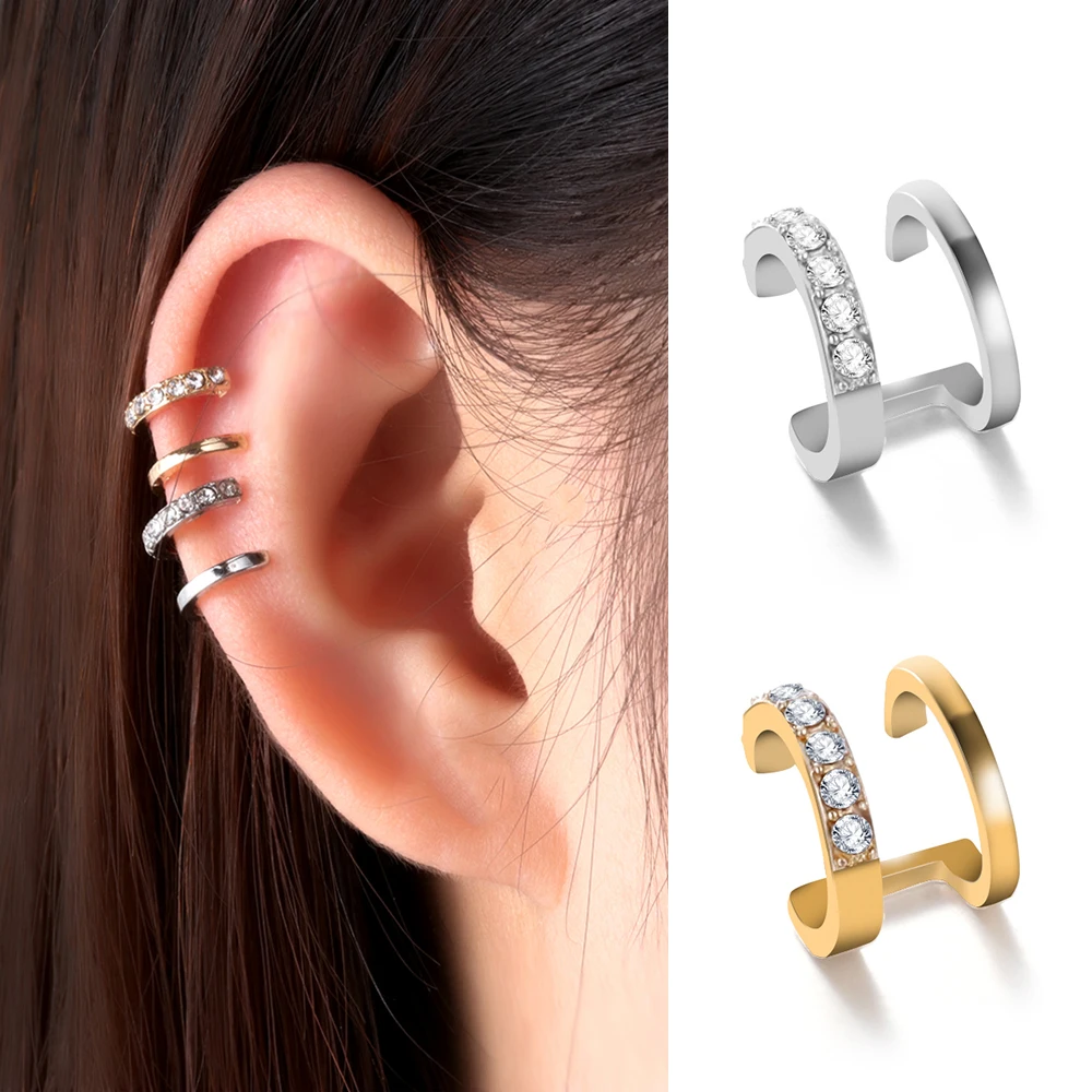 1/2 шт. стразы клипсы для ушей без пирсинга двойные манжеты с кубическим цирконием