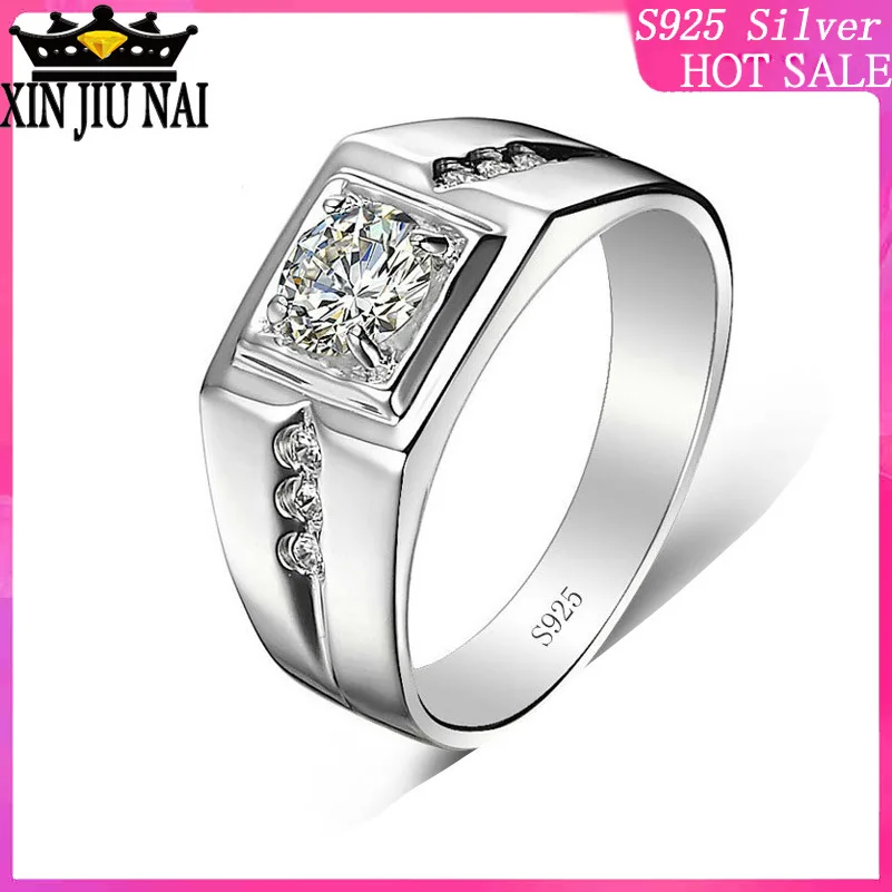 

Lovers gifts plated 18K platinum male bosses live ring hegemony width Simulation diamond ring male ring