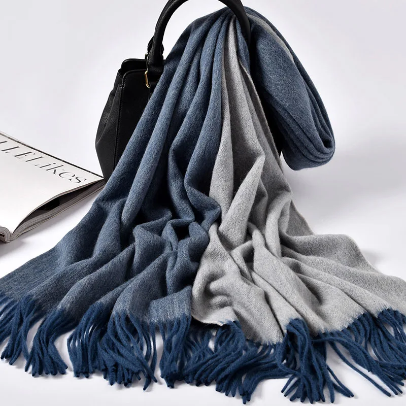 Женский шарф из 100% шерсти верблюжий двусторонний доступен 2021 брендовые теплые