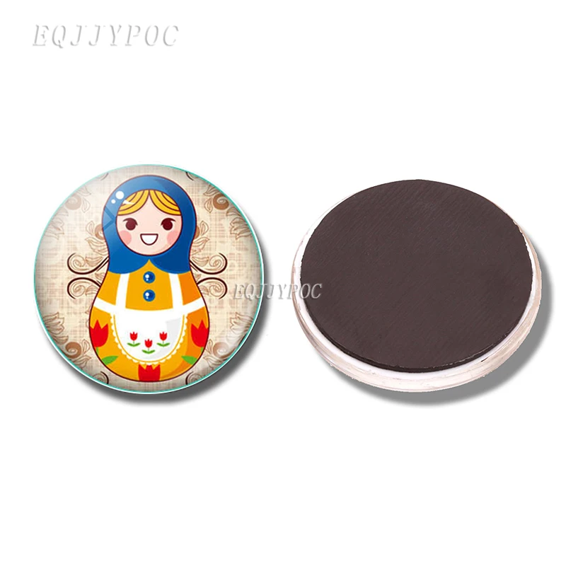 Русская кукла магнит на холодильник Babushka Матрешка мультфильм 1 шт. стекло кабошон холодильник магнитные наклейки украшения - Цвет: as shown