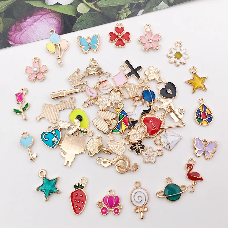 Микс 60 шт./упак. лук растение животное Эмаль Подвески золотой цвет DIY для