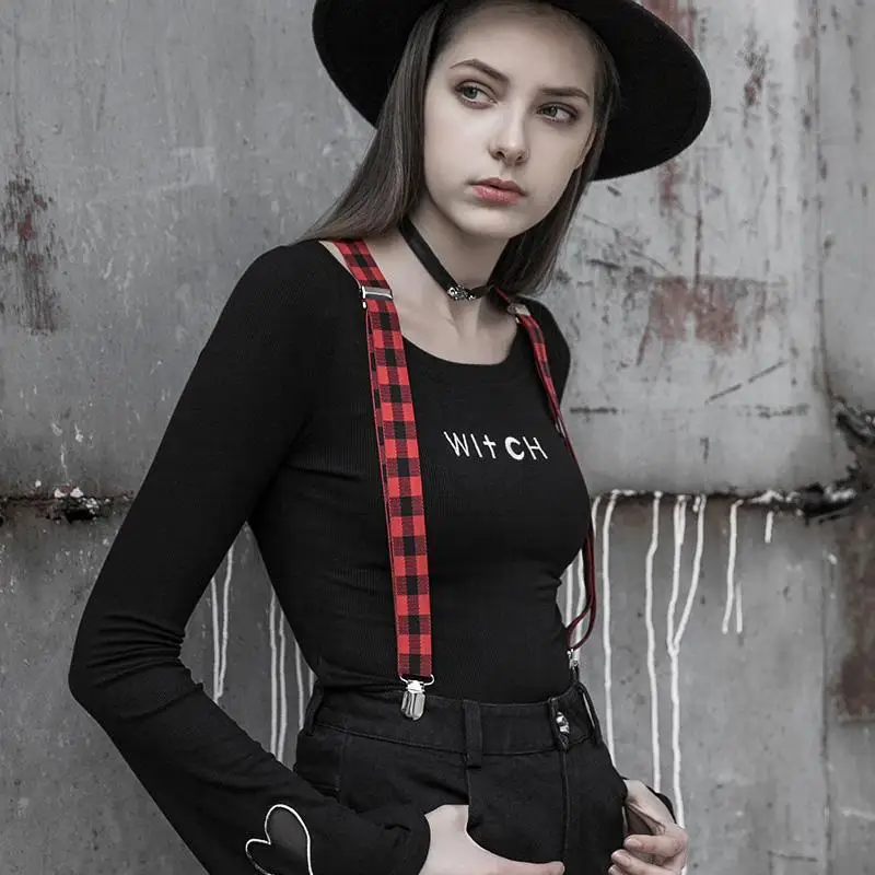 Женский Клетчатый Ремень в стиле панк PS128BD|Женские подтяжки| |