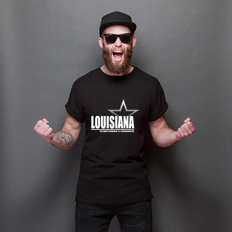 

April Fool Day LOUISIANA Cool Unisex Tee-Shirts New Design Europe Tee Shirt Slim Fit Anime Pattern Tops Tees For Unisex