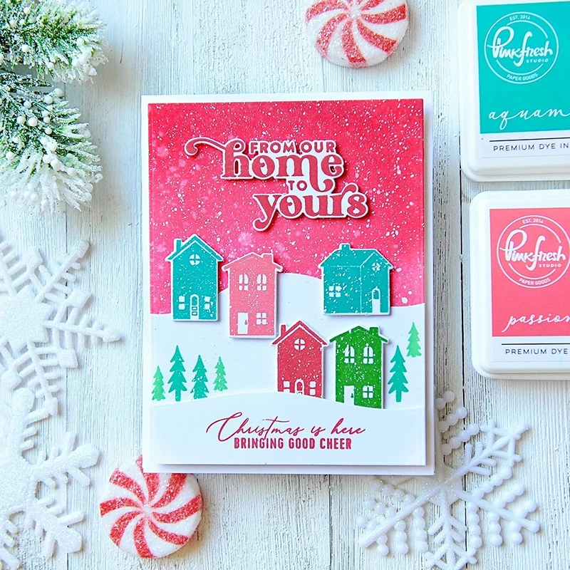 

Houses Castle Frame Metal Cutting Dies and Rubber Stamps Letters Scrapbooking DIY Stencil Album Make Template Decor Model Craft