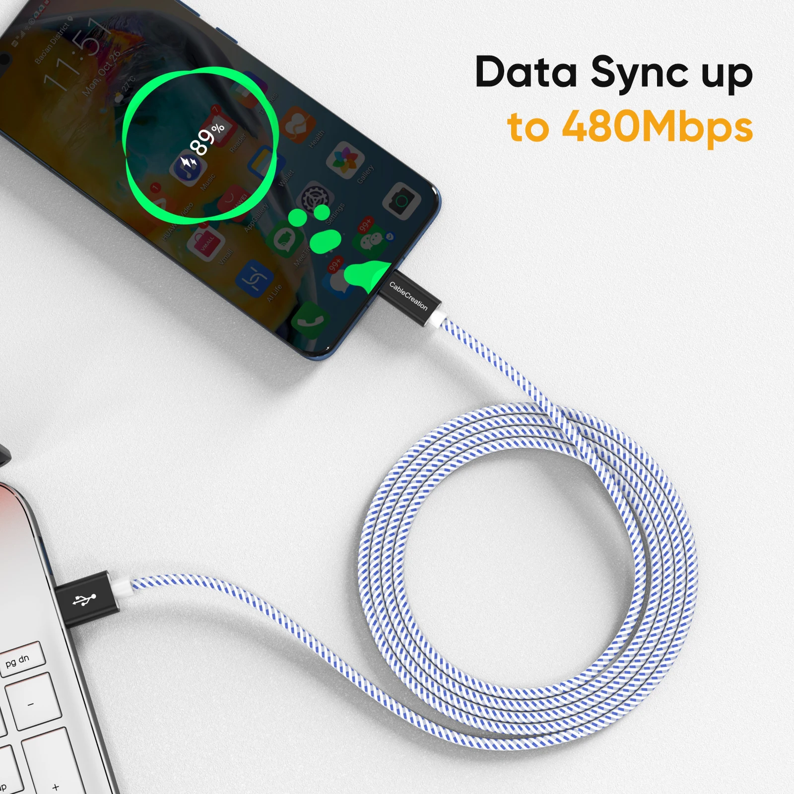 Кабель USB-C Cablecreation для Samsung S20 S21 Xiaomi 480 Мбит/с мобильный телефон | Электроника