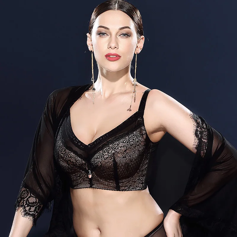Plus Size Women Full Coverage Underwire Soft Wire Lace Embroidery Surpportive Minimizer Bra 34 36 38 40 42 44 46 C D E F G H I J