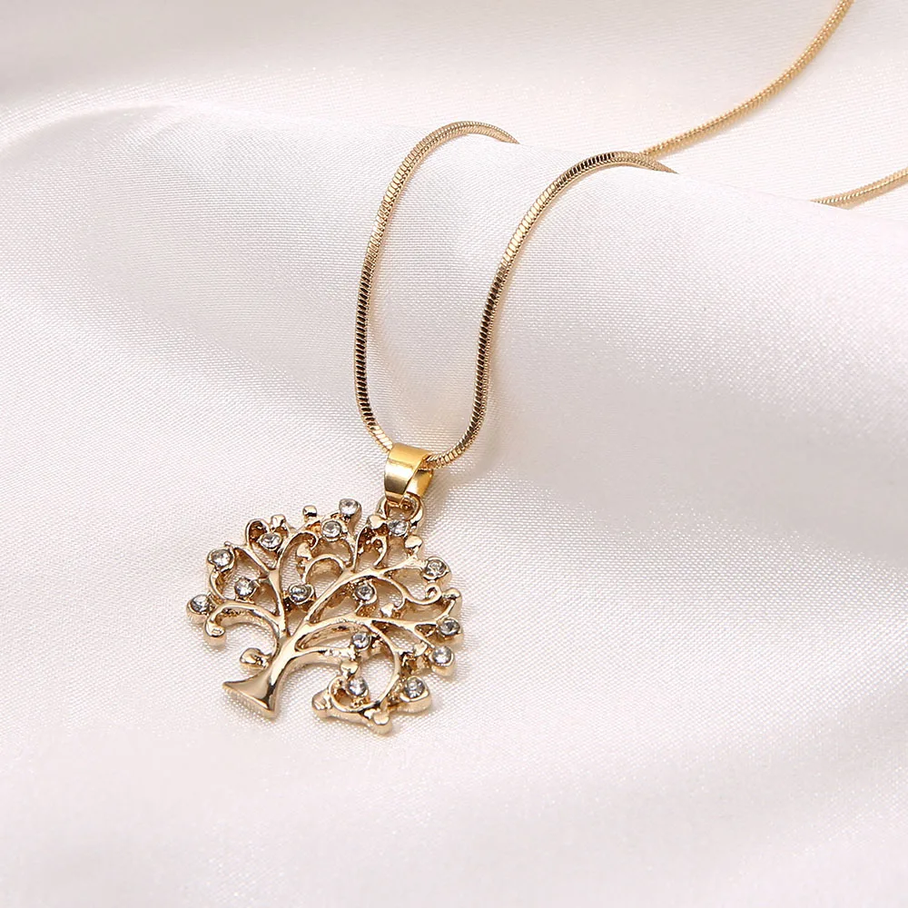Ожерелье с подвеской Древо жизни для мужчин и женщин французское позолоченное