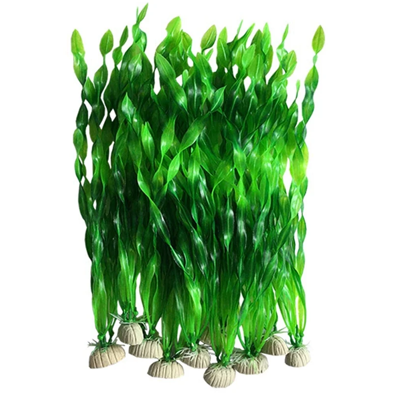 

20PCS Artificial Decorative Plastic Aquarium Fish Tank Decoration Plastic Plants (20Pcs Green)