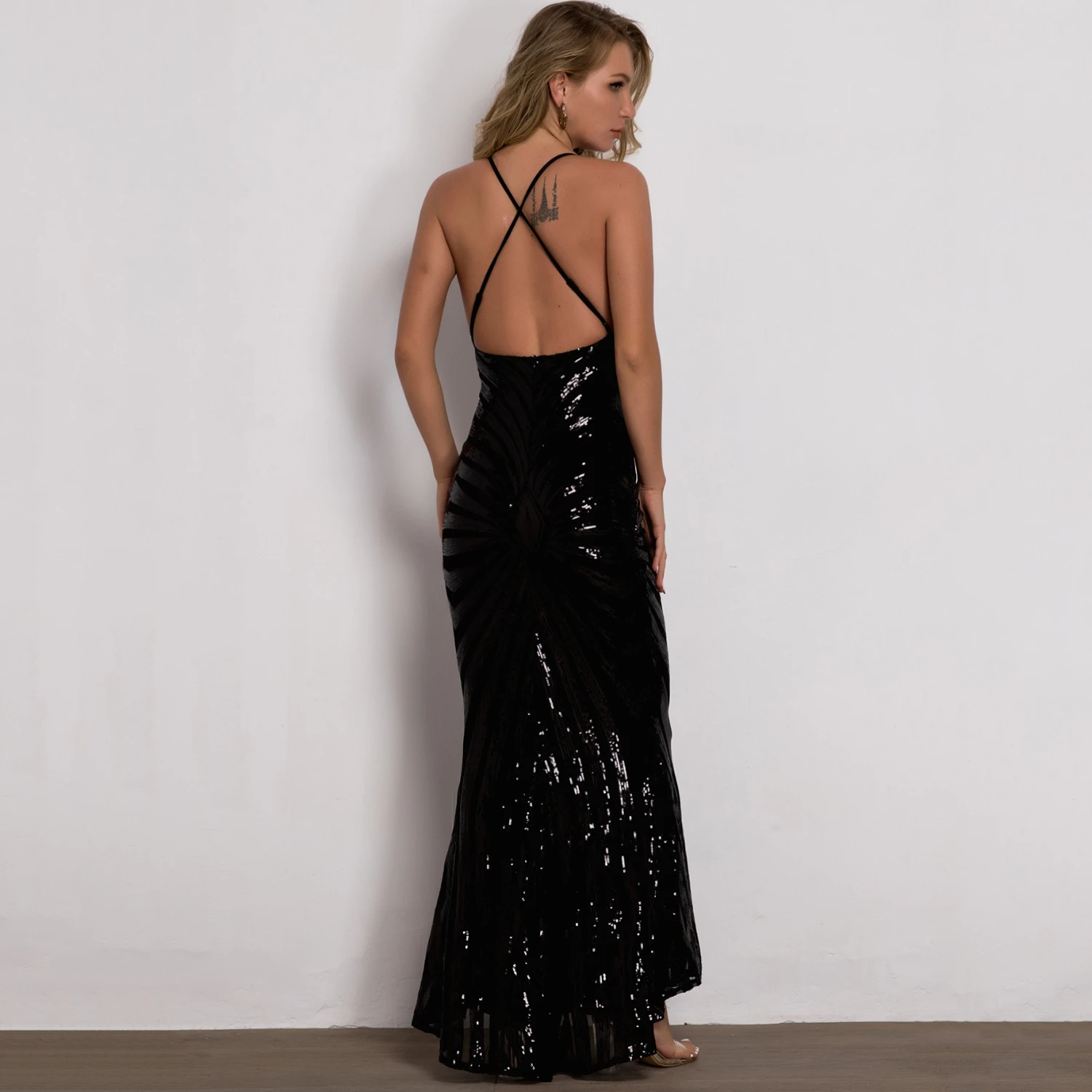 Сексуальные вечерние платья с блестками женские Клубные черного и золотого