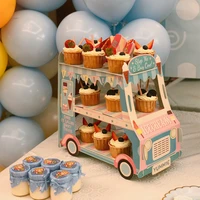 double decker bus shape cake stand bus cupcake holder ice cream cart kids birthday dessert tables party decor