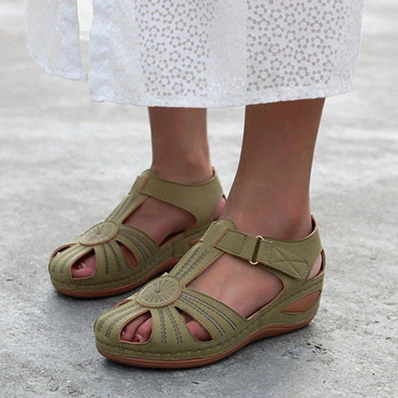 2020 женские сандалии Женская обувь с перфорацией дышащая удобная на липучке
