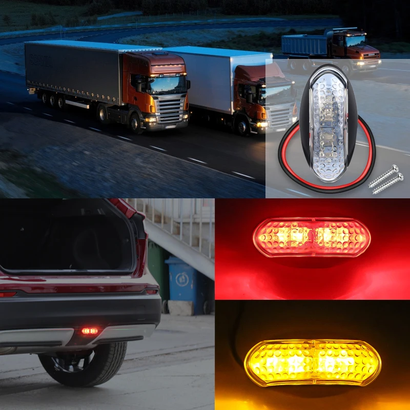 2 шт. 4 светодиодных прицепа ширина грузовика свет ясный боковой маркер 9-30 в