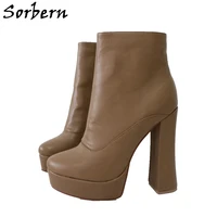 sorbern special heel ankle boots unisex chunky high heel side zipper short booties drag queen shoes invisible platform heels