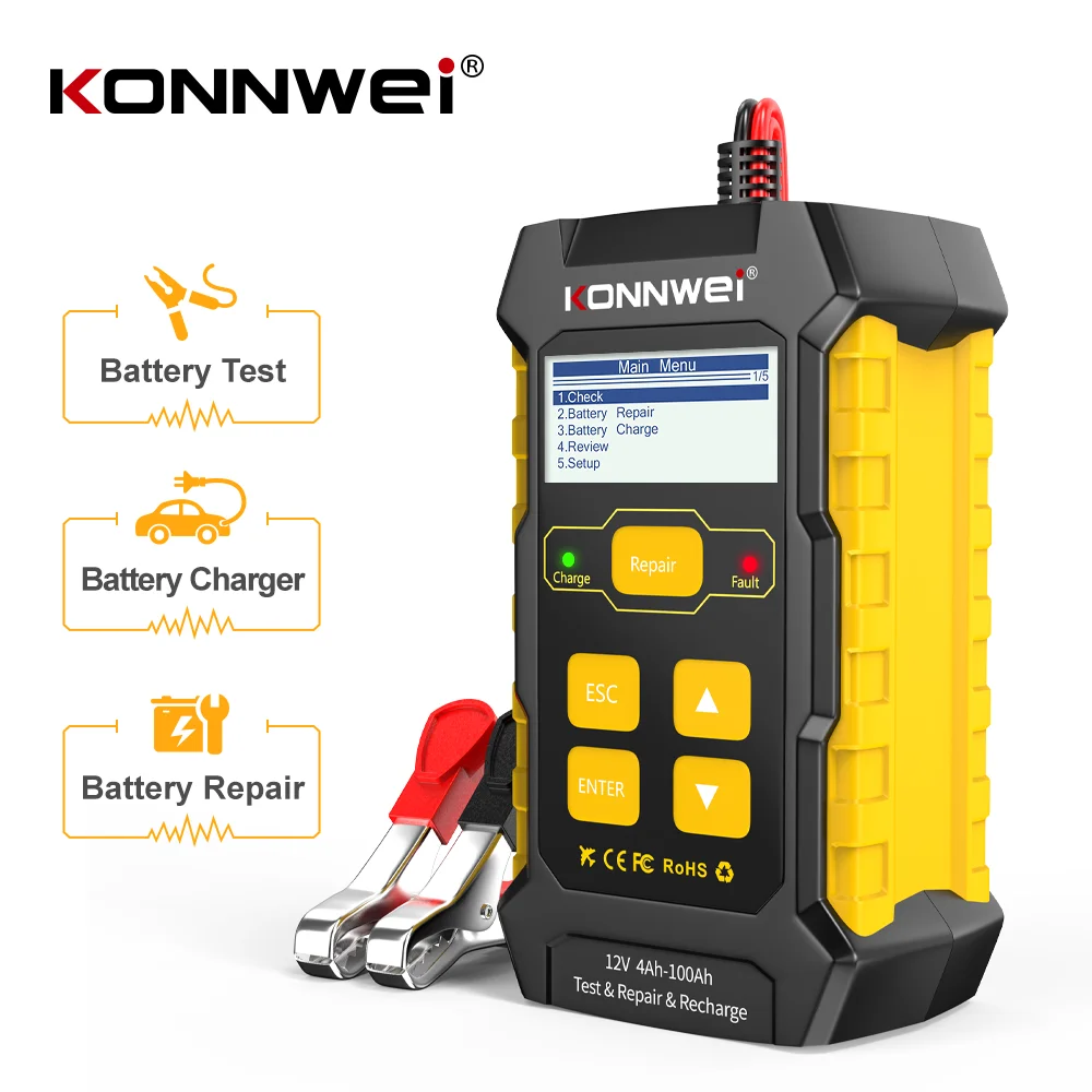 KONNWEI KW510 полностью автоматический тестер автомобильного аккумулятора 12 в