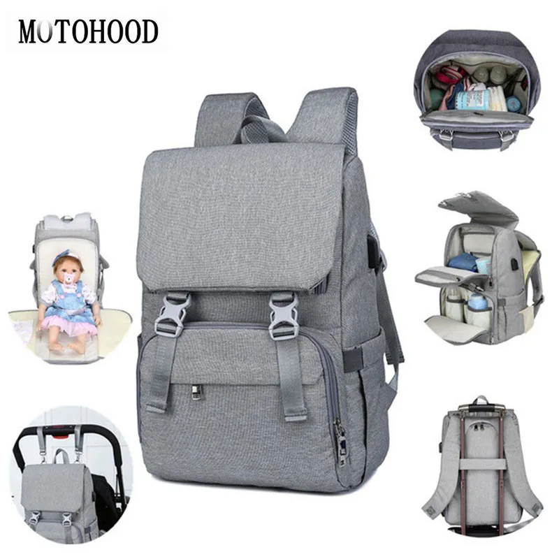 MOTOHOOD Mummy Maternity Nappy Bag Large Capacity Diaper Bag Travel Backpack Nursing Bag for Baby Care Women's USB Bag