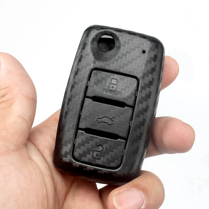 Чехол для автомобильного ключа из углеродного волокна чехол VW POLO Tiguan Bora Jetta Golf Passat