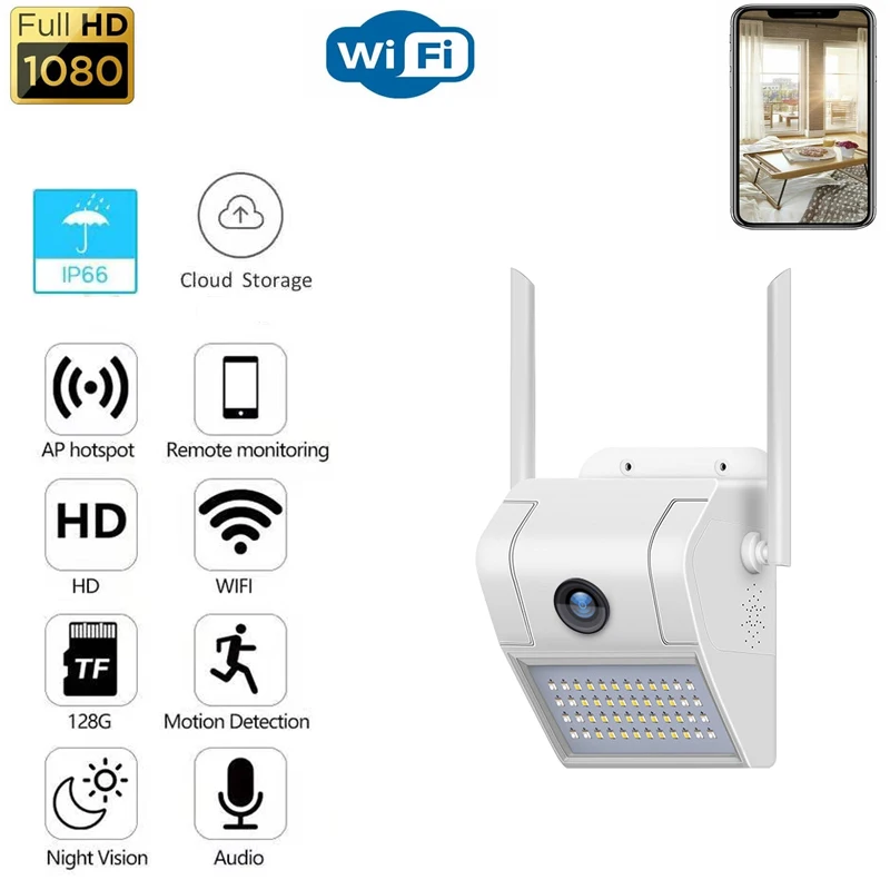 1080P Открытый Водонепроницаемый Двор Настенный светильник IP Камера аудио