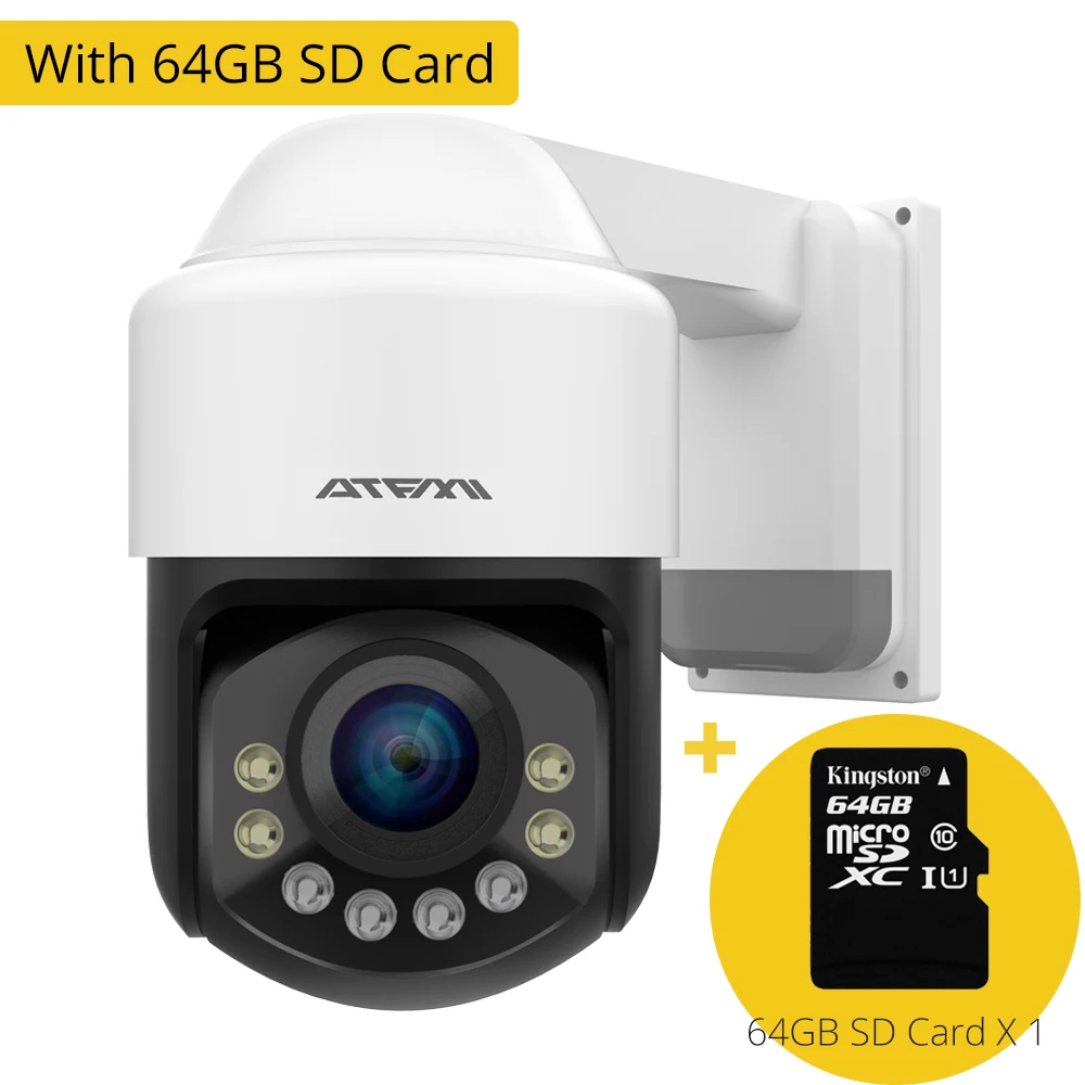 With 64GB SD Card Наружный Wifi роутер для Камера безопасности ip камера HD 4MP cctv Mini 3 дюймов PTZ Скорость купол Камера s Беспроводной 5X зум двухстороннее аудио Onvif iCsee - Цвет: With 64GB SD Card