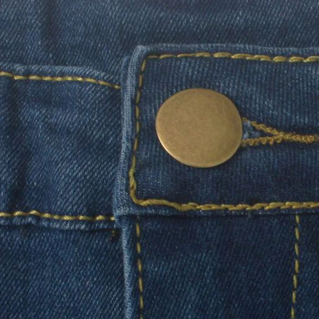 

Womens Hole Button Zipper Pocket Jeans Casual Denim Flares Wide Leg Slim Streetwear Capris Pant pantalones