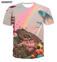2020 fashion t shirt mens and womens street fashion short sleeve rainbow landscape leisure top mens t shirt