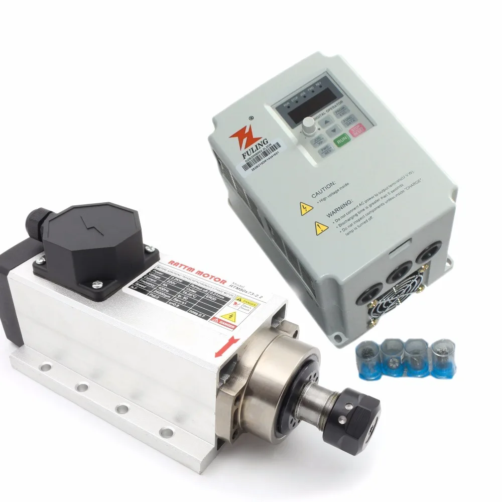 Квадратный электродвигатель шпинделя с воздушным охлаждением 0 01 КВТ ER20 220 мм в 4