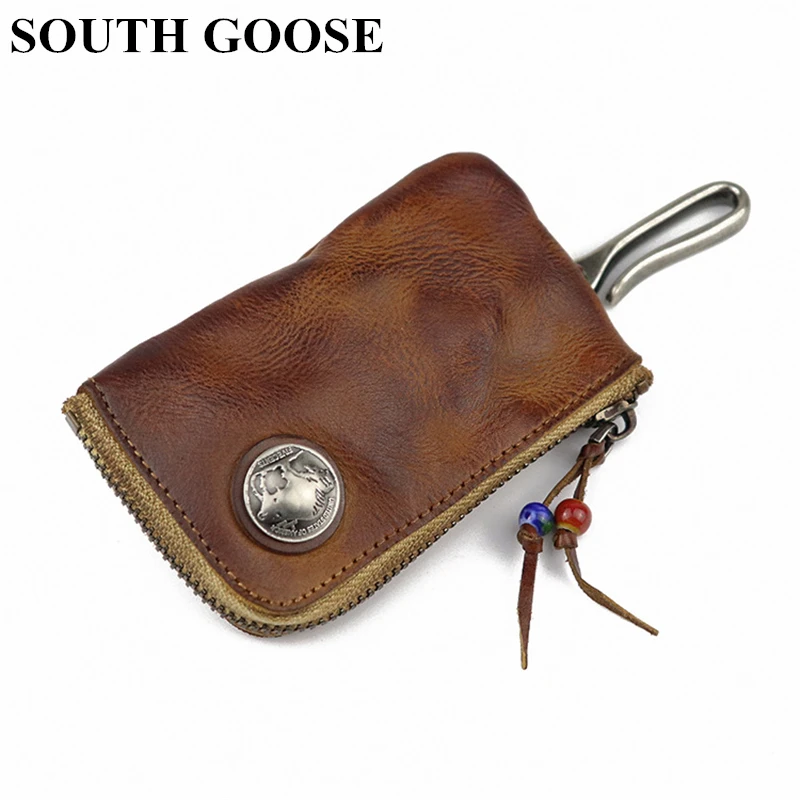 Genuine Leather Key Wallets Retro KeyChain Unisex Bag Men Car Holder Keys Organizer Women Card Housekeeper Pouch | Багаж и сумки