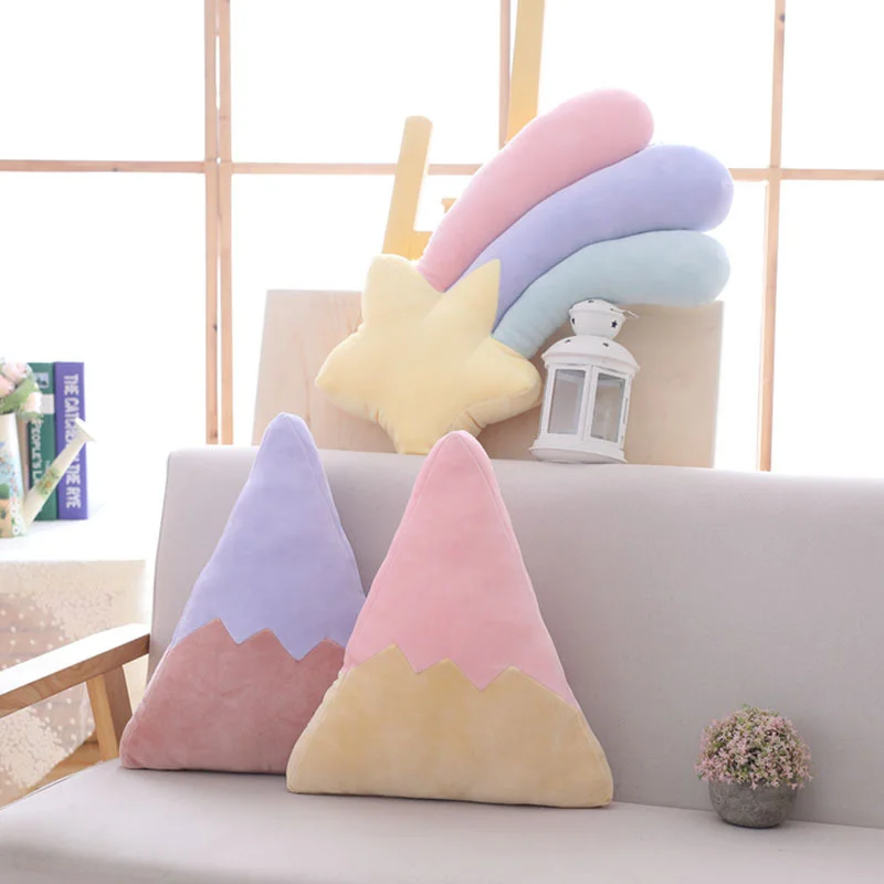 

Beautiful creation stuffed toy sky series baby sleep pillow stuffed moon soft shot rainbow star shell pillow toy decoration room