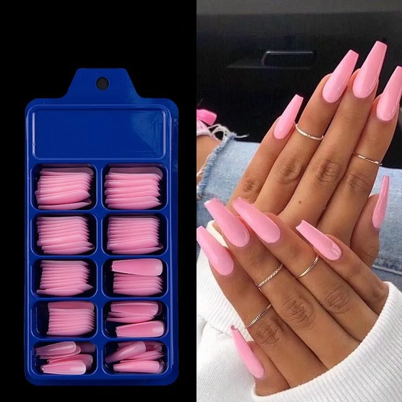 Накладные ногти 100 шт./кор. Длинные накладные для французского маникюра акриловые