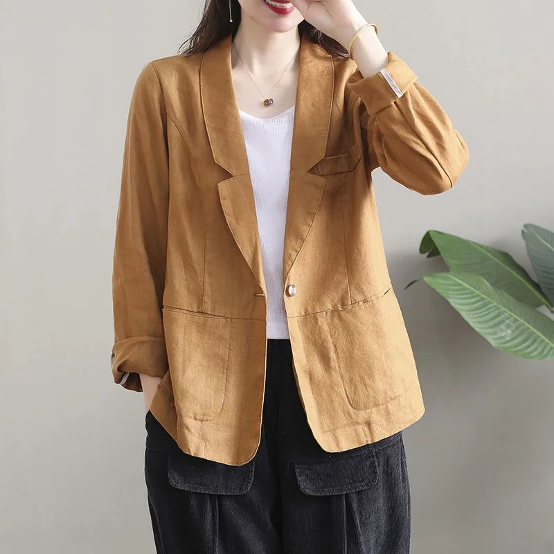 

Женский Повседневный Блейзер, свободный хлопковый блейзер с длинными рукавами и одной пуговицей, весна 2020, M275