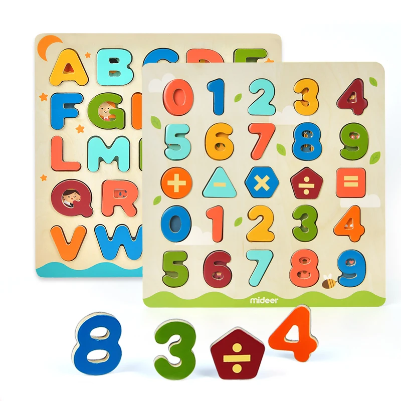 

Mideer Kids Wooden Montessori Early Educational Colorful Cartoon Alphabet And Number Pegboard Jigsaw Puzzle Toys