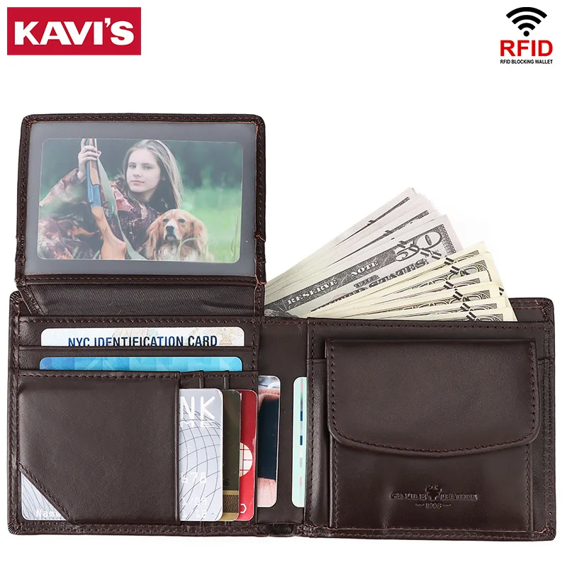 

Кошелек KAVIS мужской, из 100% натуральной воловьей кожи
