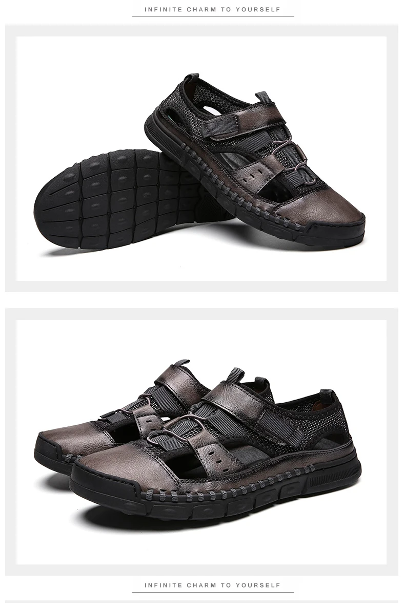 Brand New Fashion Summer Beach Breathable Men Sandals Genuine Leather Men's Sandal Man Causal Shoes Plus Size 38-46