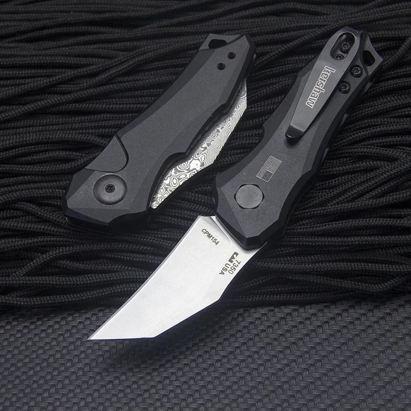 

Kershaw 7350 Survival Folding Knife Cpm154 Blade Aluminum Handle Damascus Pattern Outdoor Hunting Camping Pocket Tactical Knife