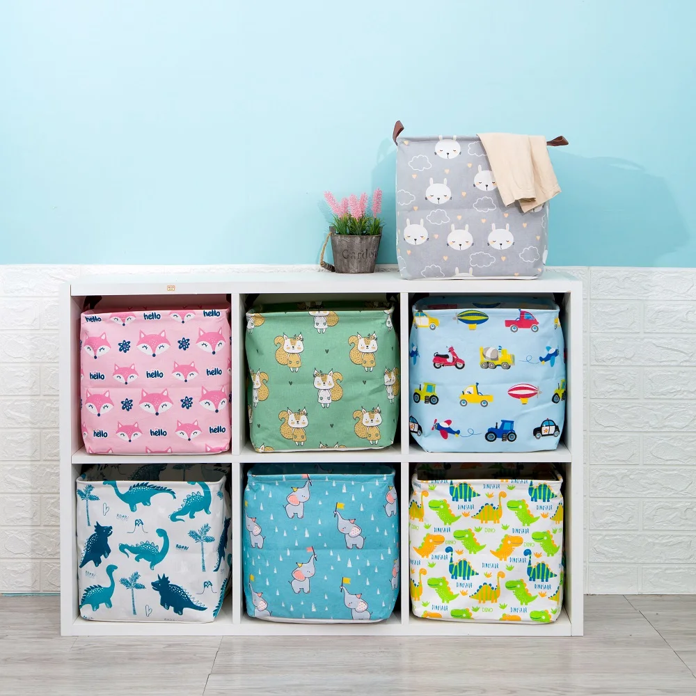 

2021 New Cube Folding Storage Box Clothes Storage Bins For Toys Organizers Baskets for Nursery Office Closet Shelf