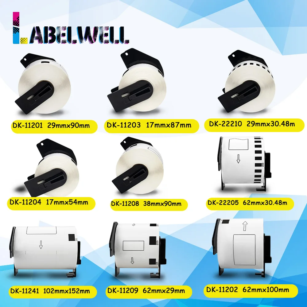 

Labelwell 1Roll Multisizes label roll compatible Brother DK-22210 DK-22205 DK-11201/11202/11203/11204/11208/11209/11241 label