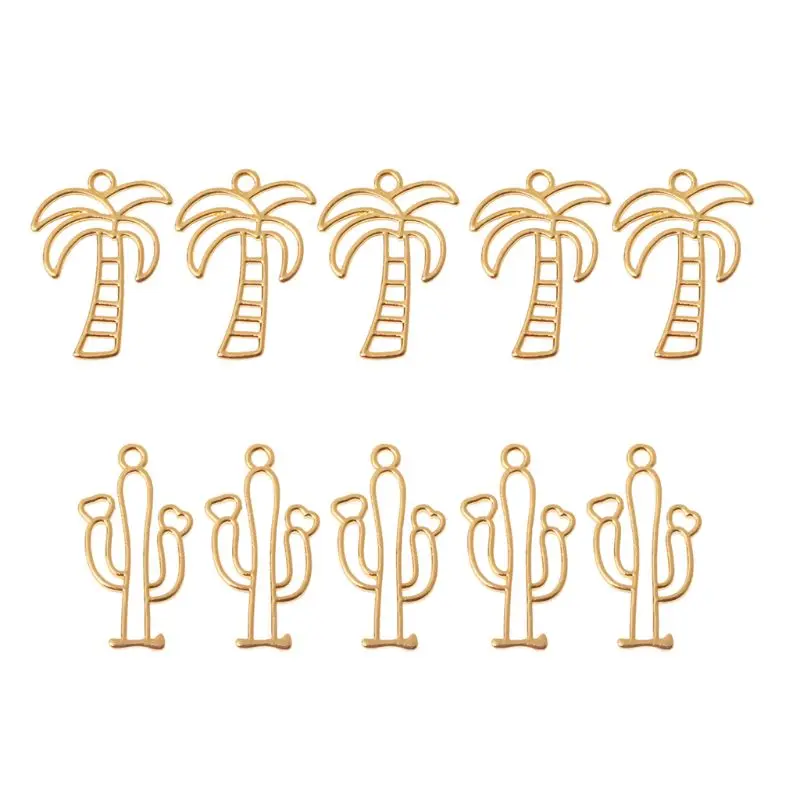 

5Pcs Cactus Coconut Tree Blank Resin Frame Pendant Open Bezel Jewelry Making
