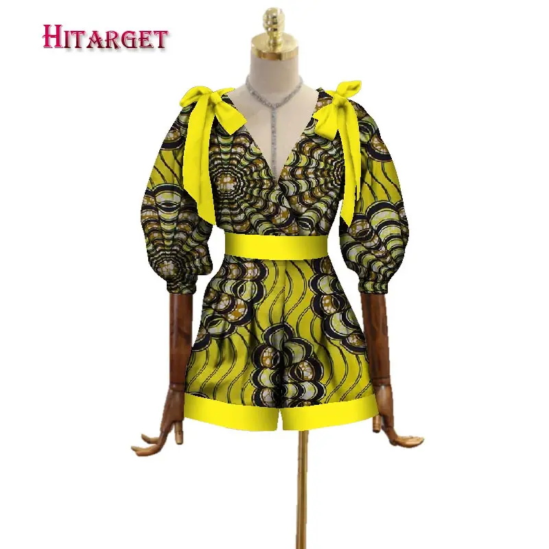 Осенний Африканский женский хлопковый восковой комбинезон с принтом Шорты базин