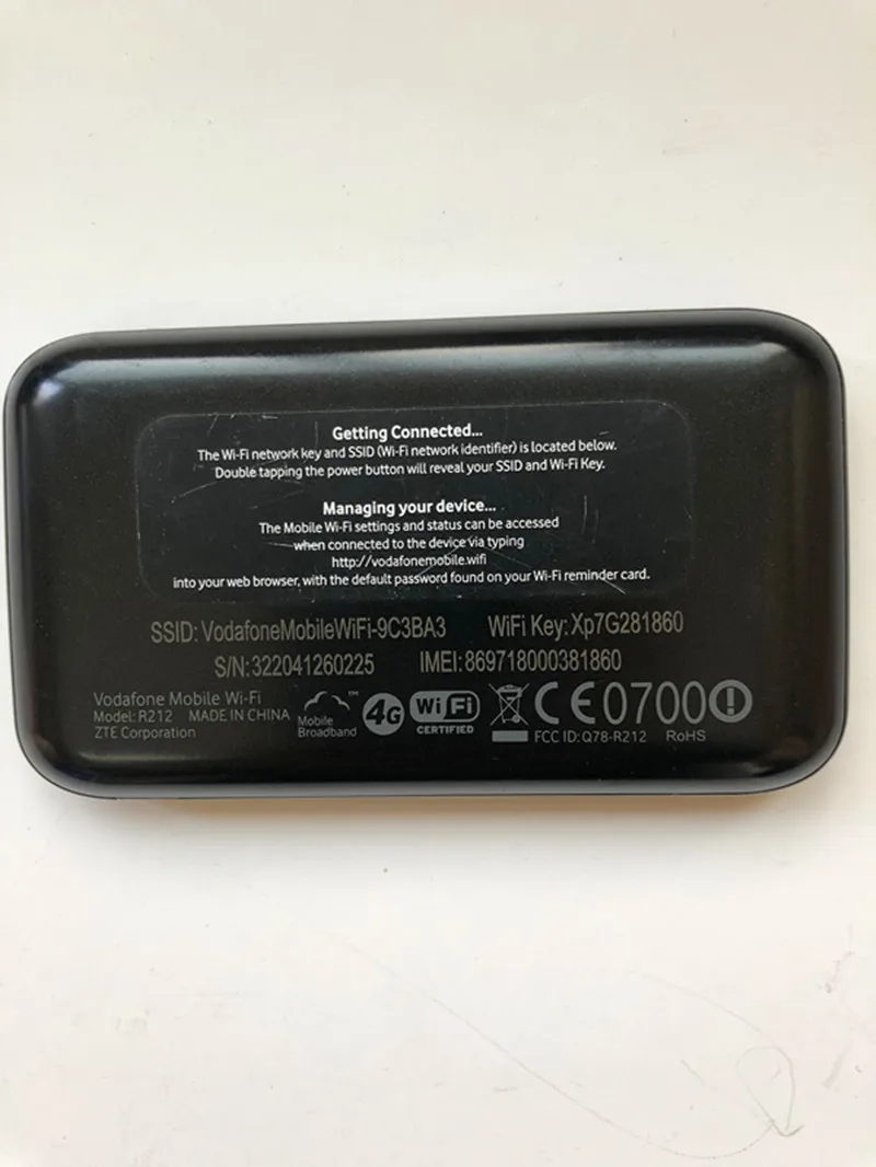 Бывшая в употреблении ZTE Vodafone R212 100 Мбит/с 4G LTE FDD MiFi точка доступа Мобильный Wi Fi