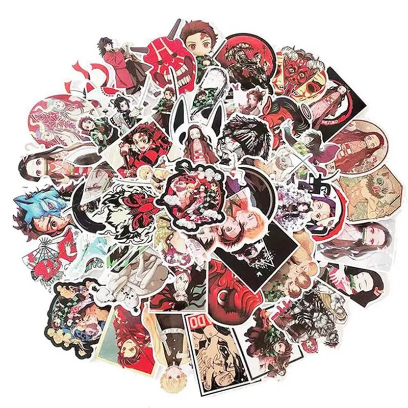 

50pcs Demon Slayer Kimetsu No Yaiba Sticker Cosplay Props PVC Waterproof DIY Guitar Car Tanjirou Nezuko Stickers