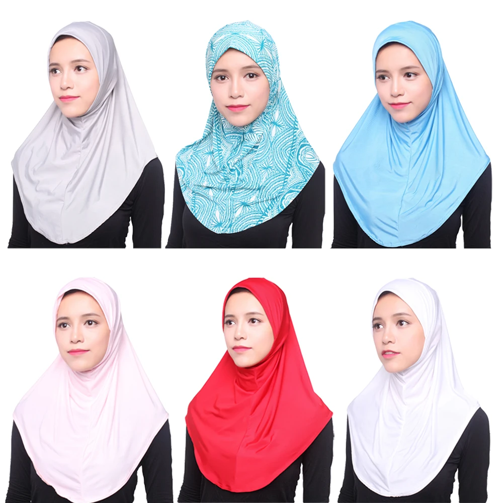 One Piece Amira Hijab donne musulmane stampa sciarpa testa scialle avvolgere tirare pronto da indossare Hijab islamico Niab Nikab foulard istantaneo