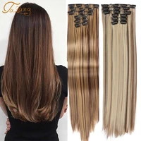 talang 6pcsset 24 hairpiece straight 16 clips in false styling hair synthetic clip in hair extensions heat resistant