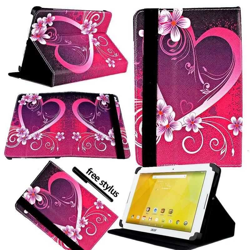 

KK&LL For Acer Iconia One 10 B3-10 B3-A20 A30 A40 A40FHD A50 A50FHD - Leather Tablet Stand Folio Cover Case + Free stylus