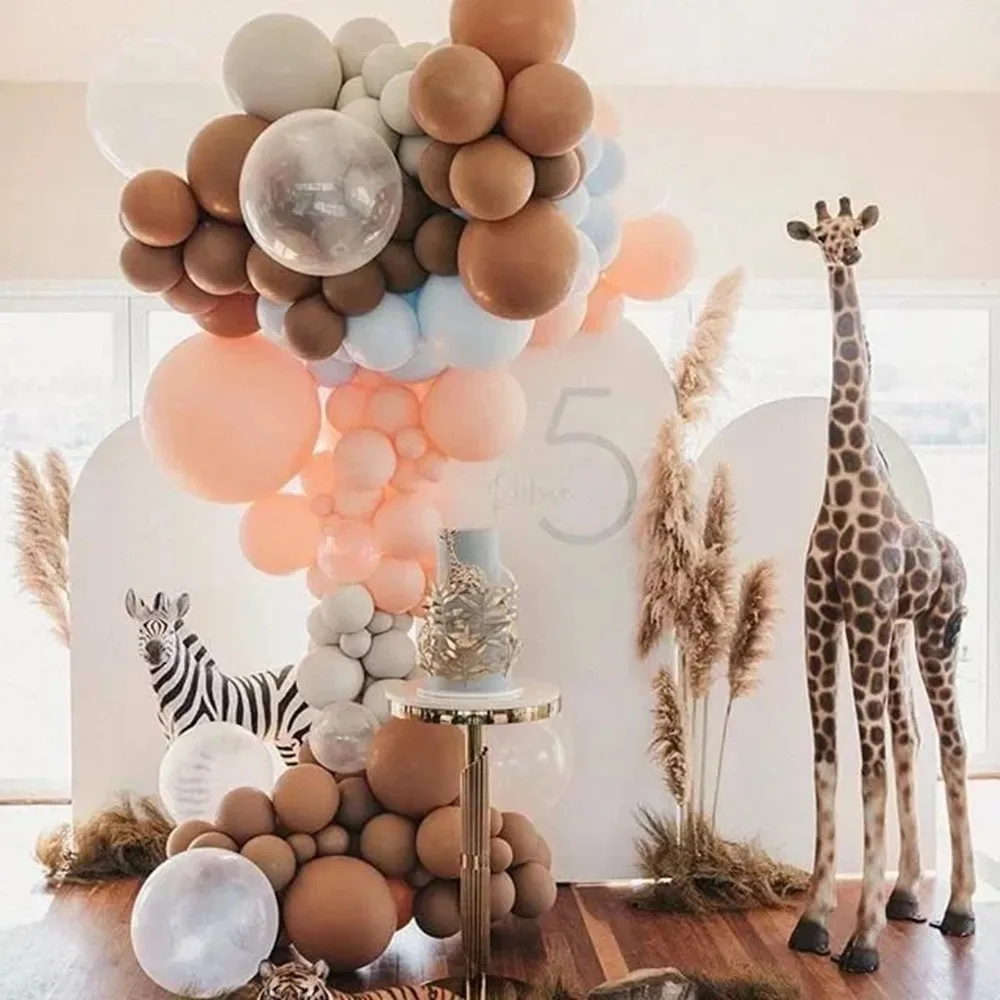 Воздушный шар кофейный коричневый хаки с рисунком животных джунгли 30/50 товары