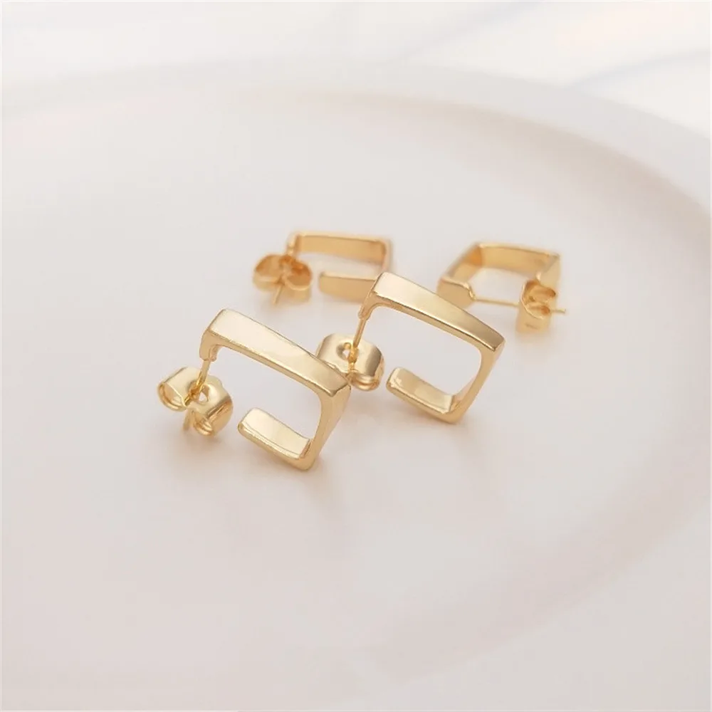 

S925 silver needle geometric earrings 14K bag gold color earring minimalist wind temperament net red earrings