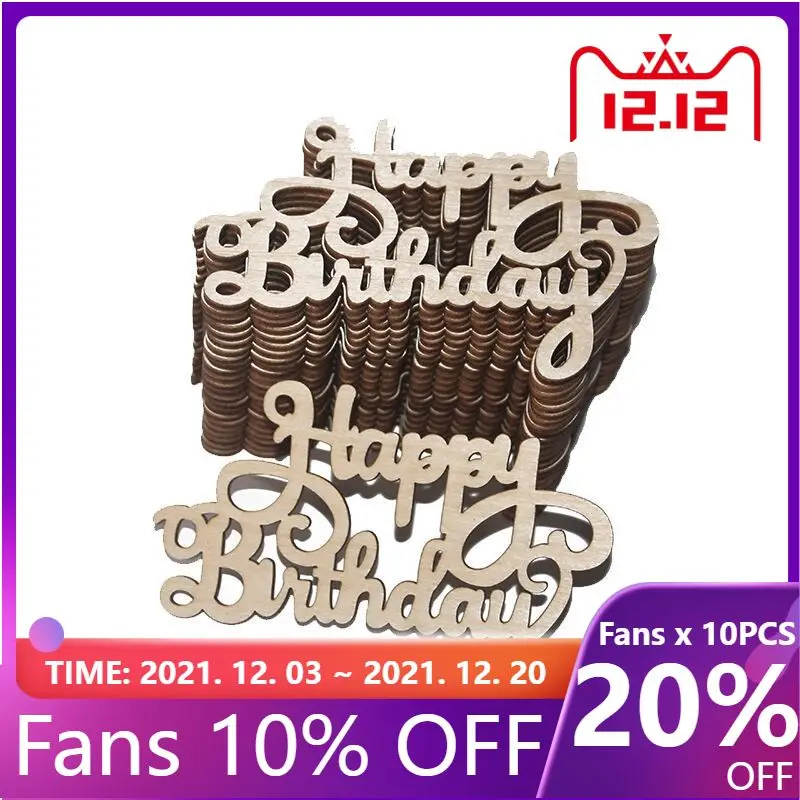 

2021 Новый Лазерная резка кусочки дерева "с днем рождения" вырезание букв ручной работы из дерева подвесные украшения Декор для вечеринок