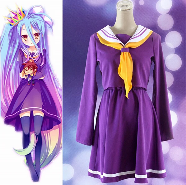 

Cosplay Costume No Game No Life Shiro emboitement Heroine Purple Sailor Suit Cosplay Costume Women Dress