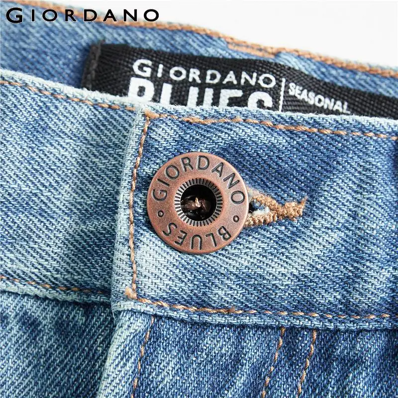 Джинсы Giordano мужские с эффектом потертости модные штаны из денима полной длины 100%