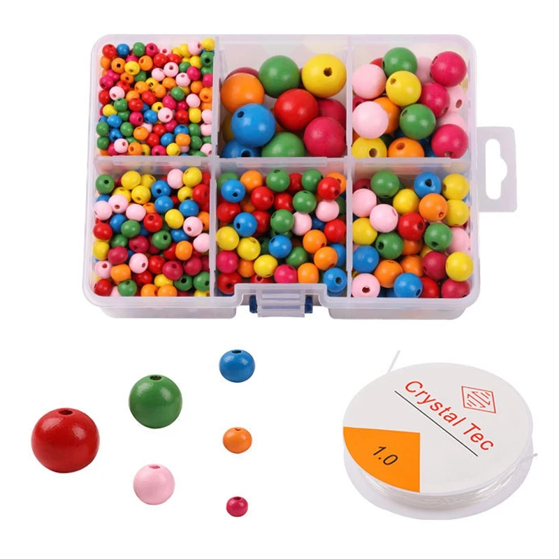 

1105 Pcs 6-20Mm Natural Wood Beads Colored Round Wooden Loose Beads Wood Spacer Beads for DIY Findings Craft Jewelry