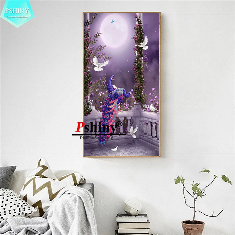 PSHINY 5D DIY Алмазная вышивка распродажа фиолетовых павлинов картины полная дрель с животными из стразов алмазная живопись Новые поступления